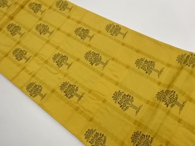 JAPANESE KIMONO / FUKURO OBI / MATELASSE / WOVEN GRID & TREE